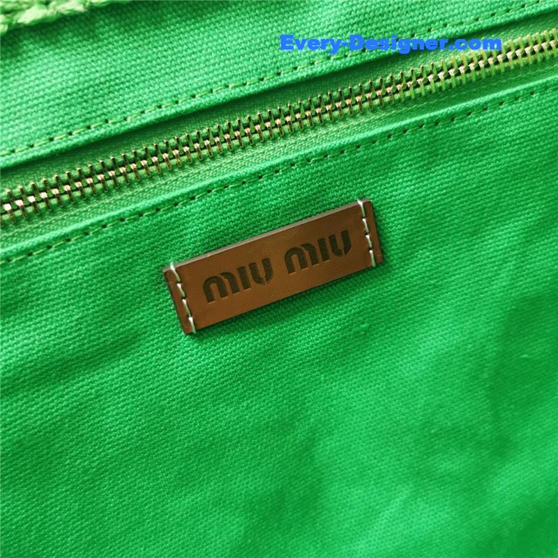 M1um1u straw woven cotton tote bag