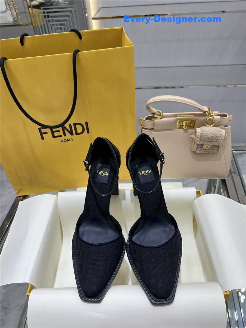 F**di square toe ff hollow heel court shoes