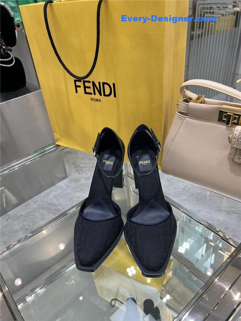 F**di square toe ff hollow heel court shoes