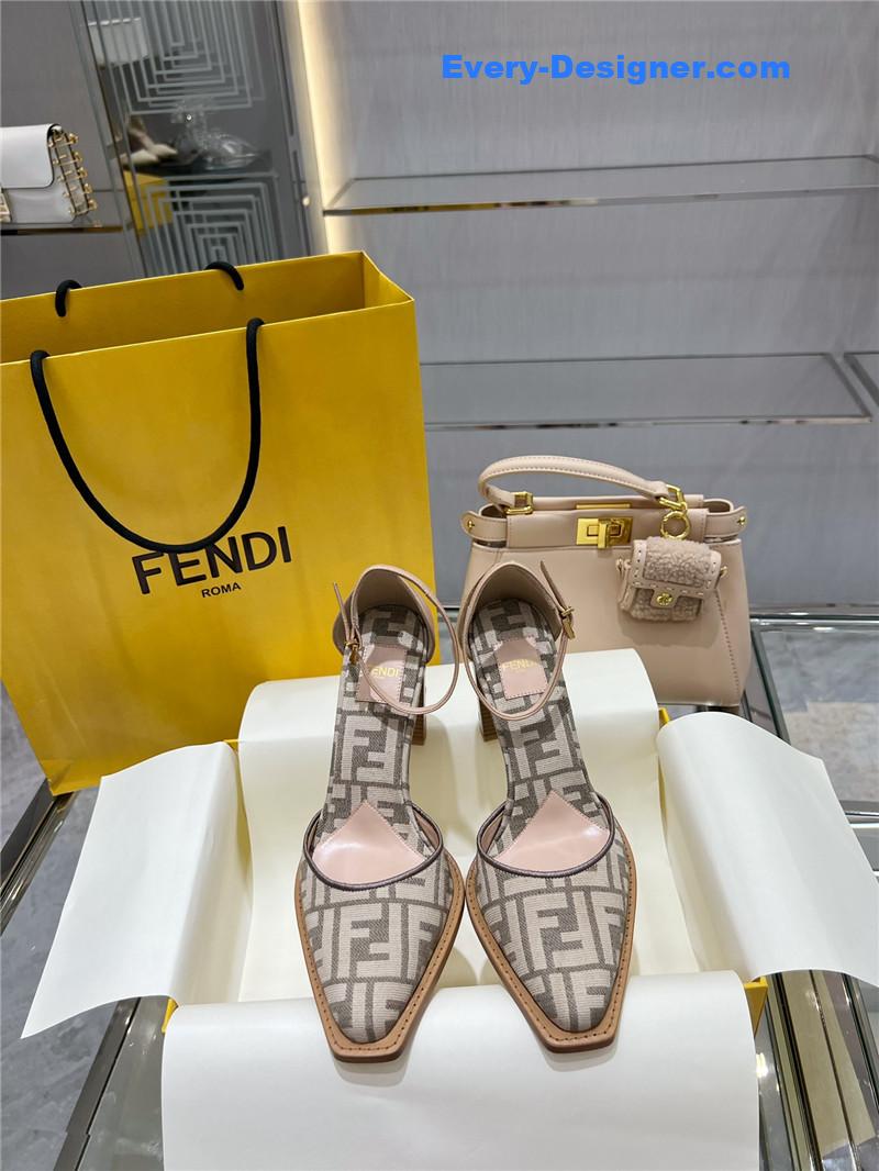 F**di square toe ff hollow heel court shoes