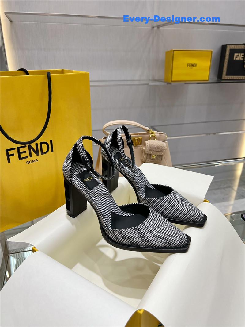 F**di square toe ff hollow heel court shoes