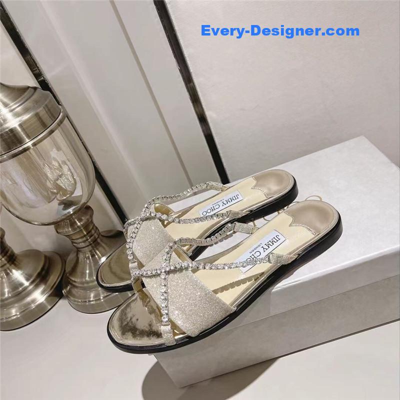 J1m*y Ch00 strappy rhinestone slides