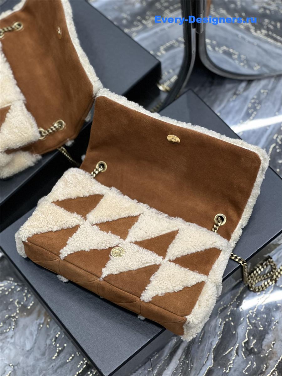 yves Sa1nt Lau*nt small jamie lambswool bag brown