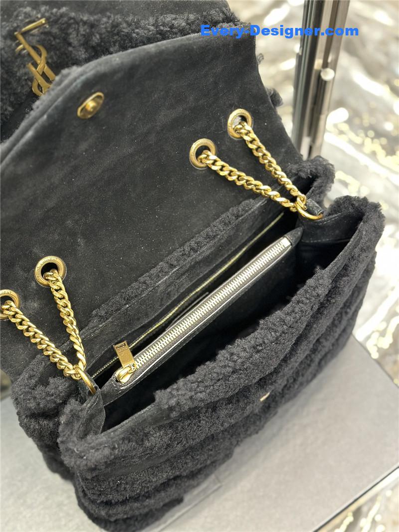 Y51 black suede lamb wool loulou bag