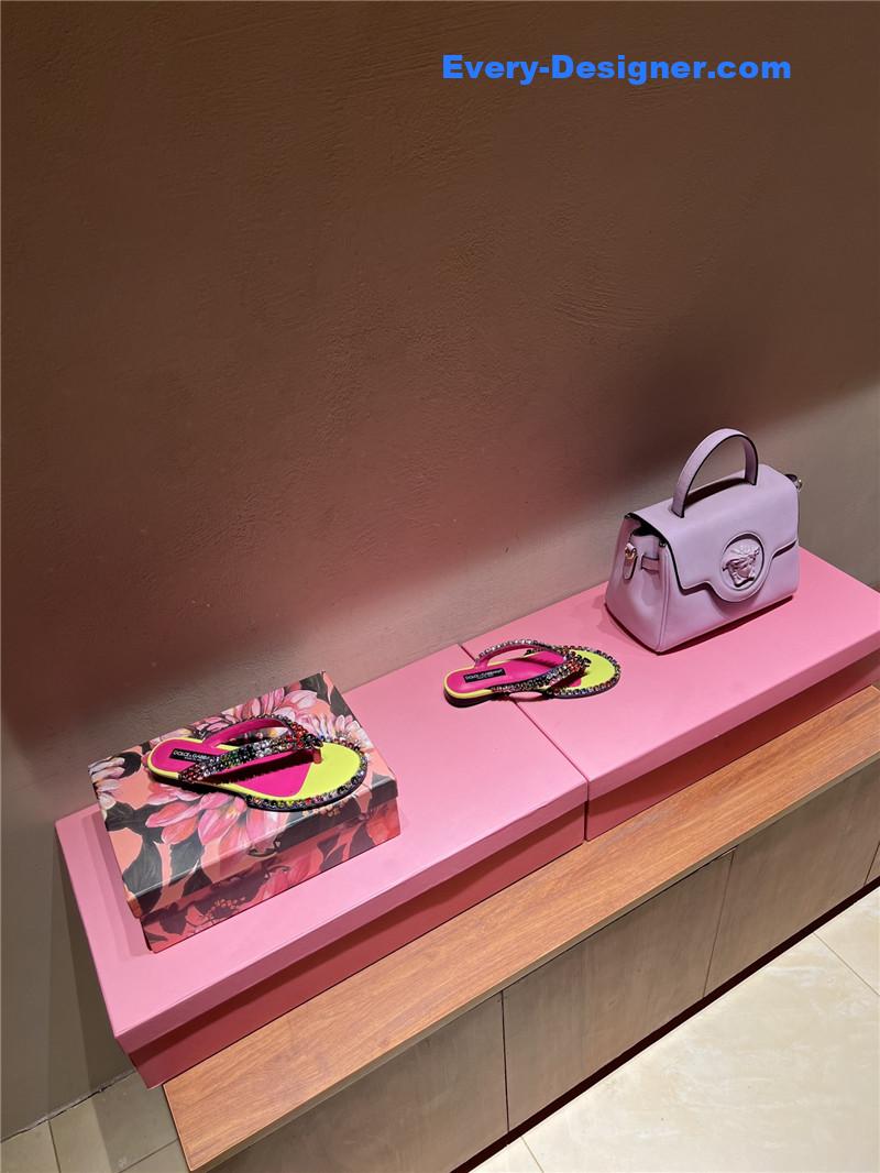 Dolce & Gabbana d&g rainbow rhinestone slides