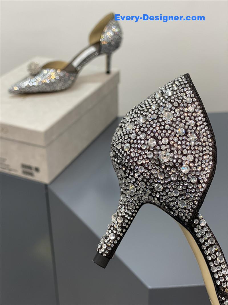 J1m*y Ch00 jc high-heeled crystal slipper shoes