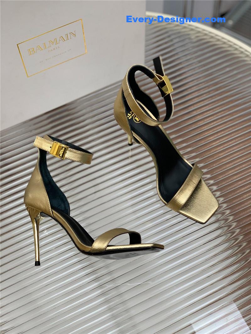 Balmain Metal Buckle Strap Heeled Sandals