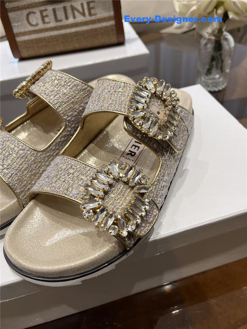 roger u1u1er new rhinestone buckle sandals