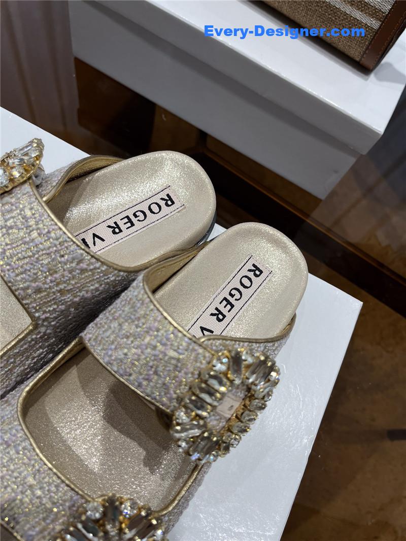 roger u1u1er new rhinestone buckle sandals
