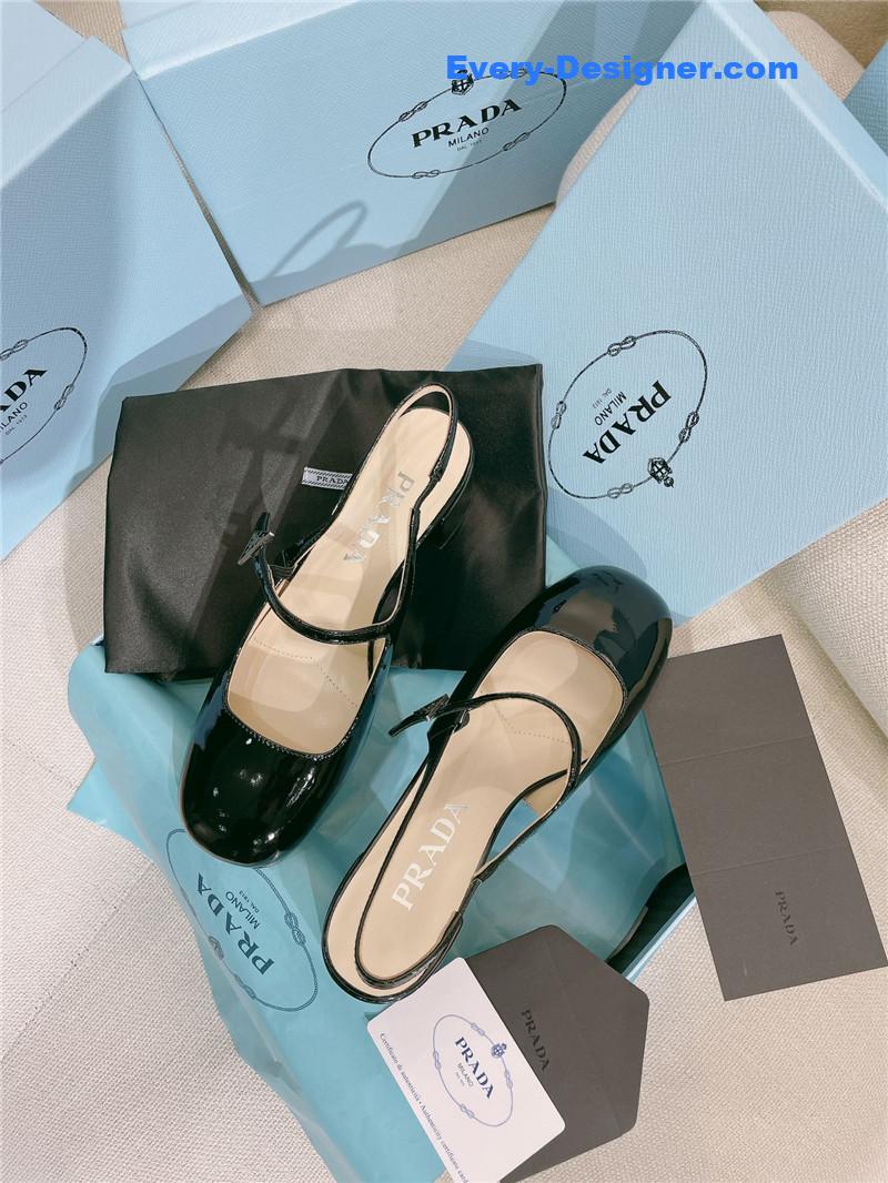 Pra*a patent leather back strap mary jane round toe sandals