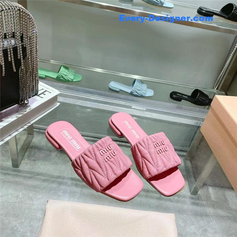 M1um1u flat lambskin sandal slippers