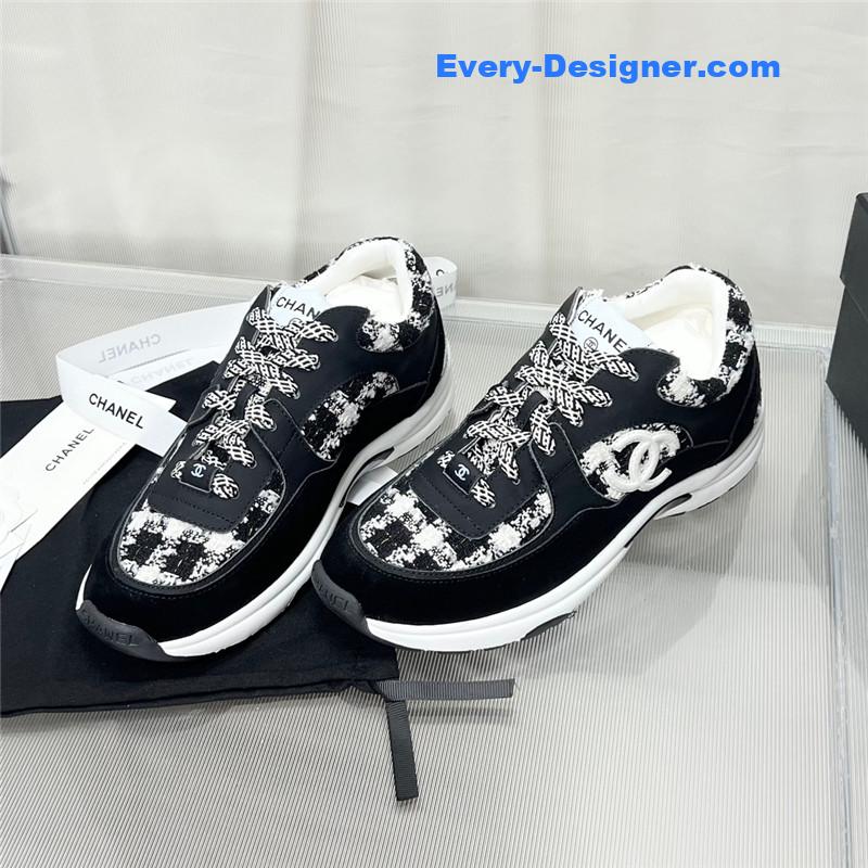 Ch**el plaid wool mosaic sneakers