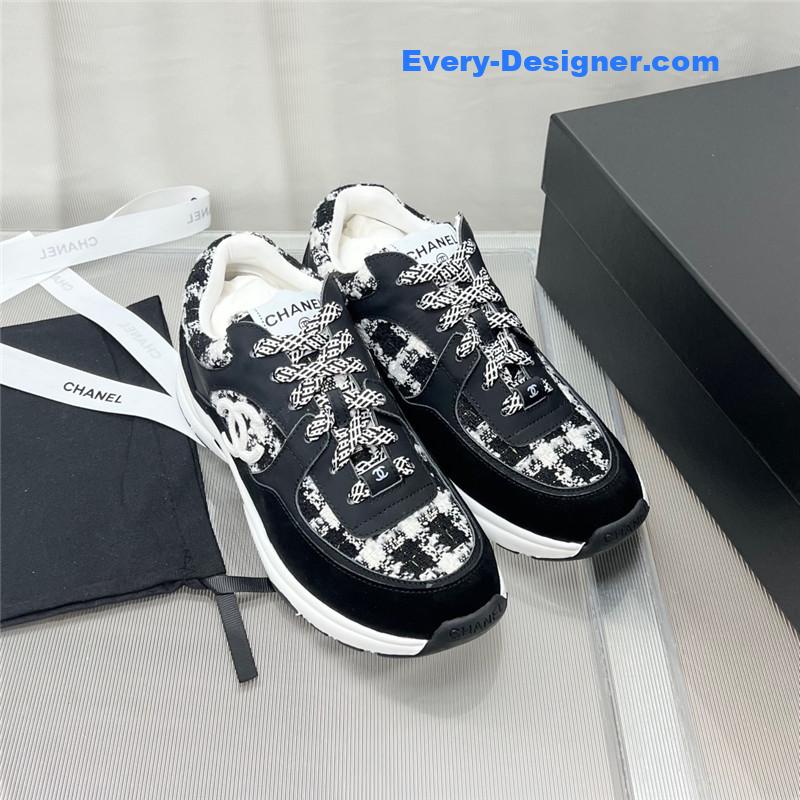 Ch**el plaid wool mosaic sneakers