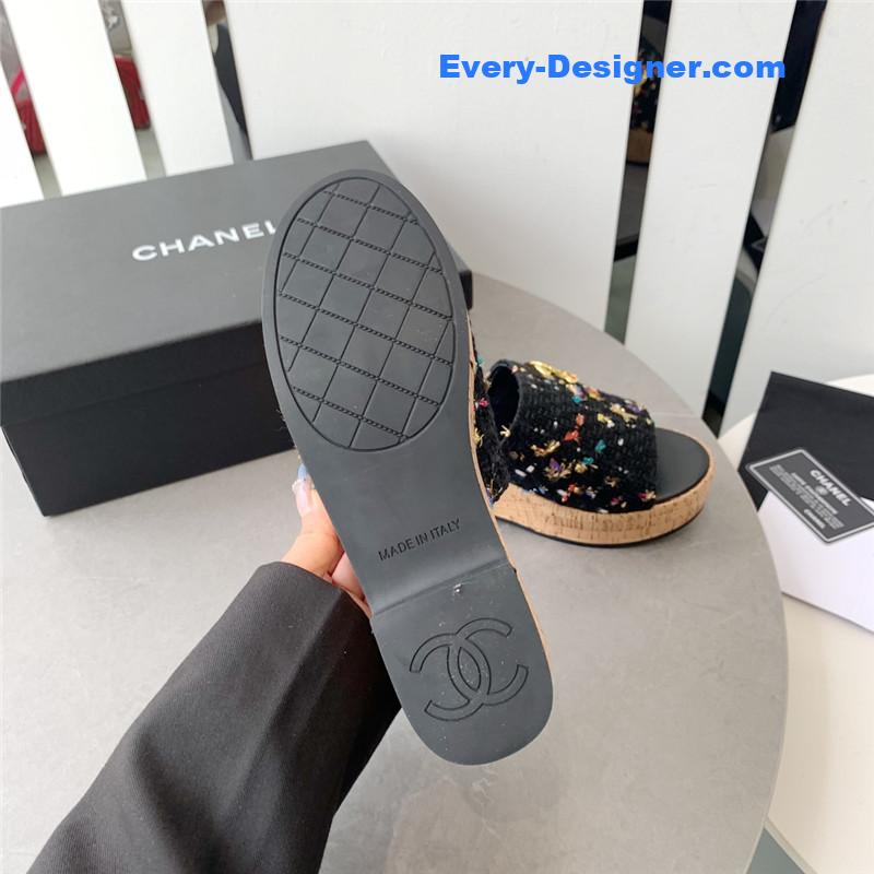 CC rhombus thick-soled flip flops