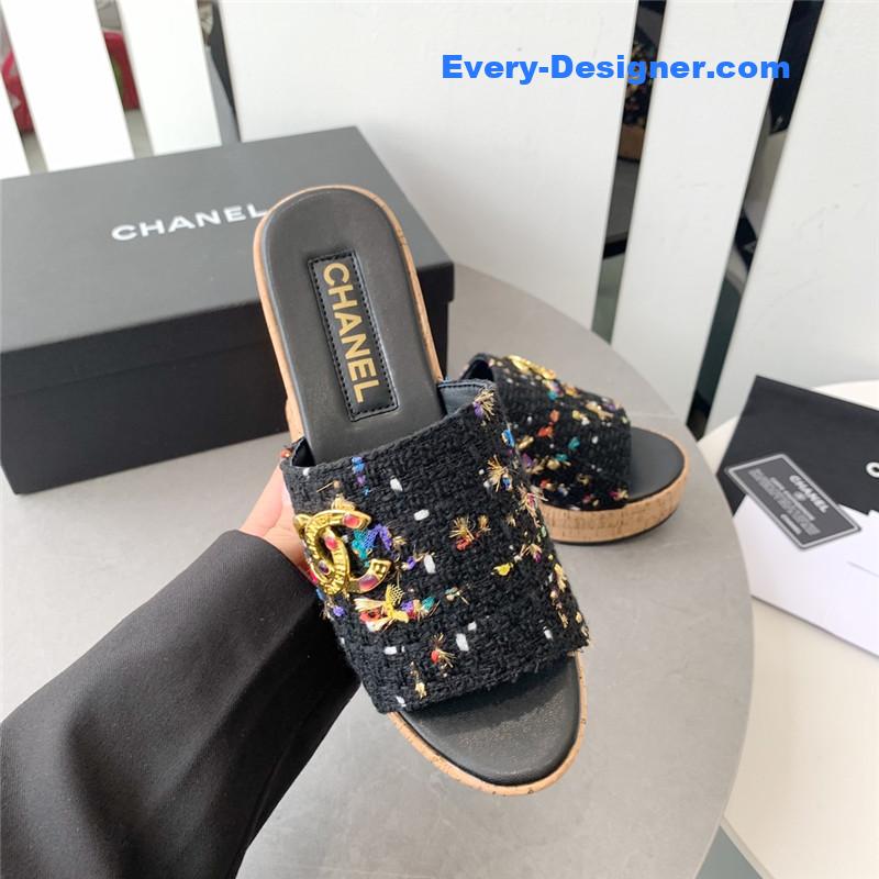 CC rhombus thick-soled flip flops