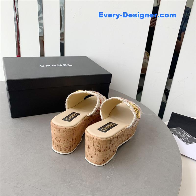 CC rhombus thick-soled flip flops
