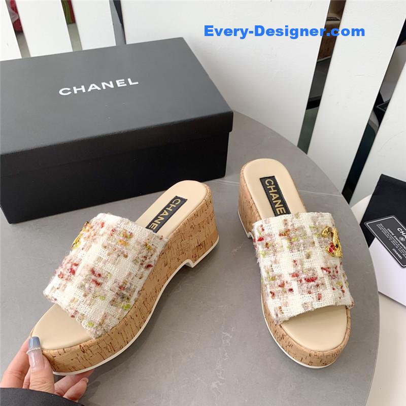 CC rhombus thick-soled flip flops
