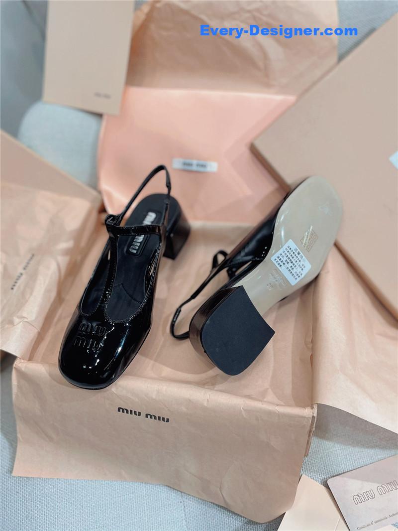 M1um1u spring summer patent leather strap high heels