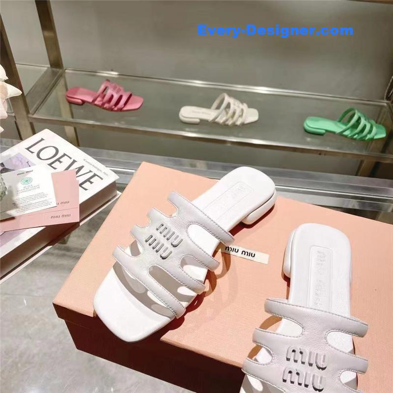 M1um1u flat lambskin sandal slippers