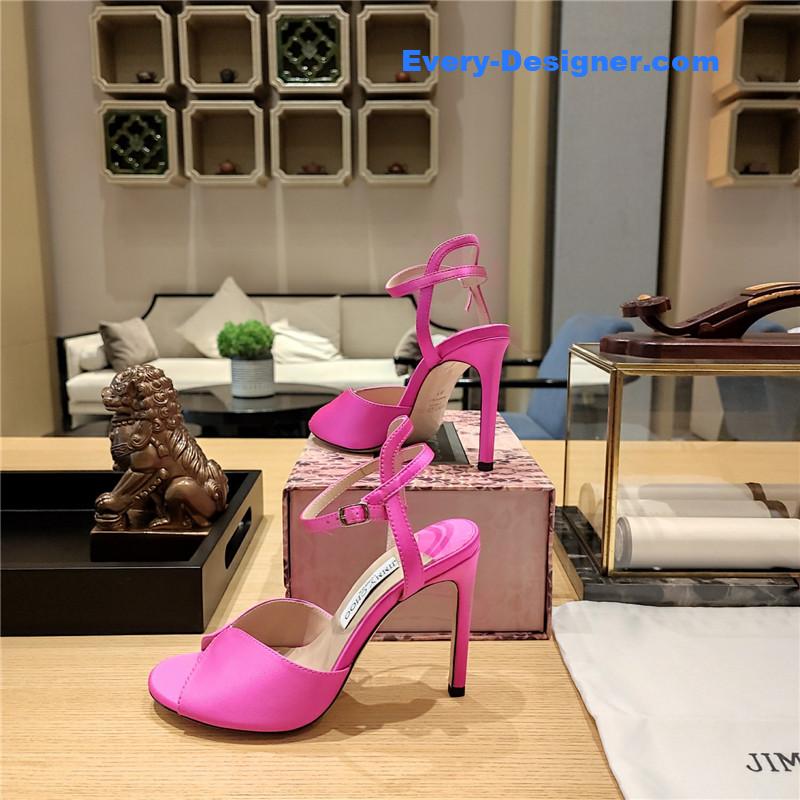 J1m*y Ch00 handmade satin panel peep-toe sandals