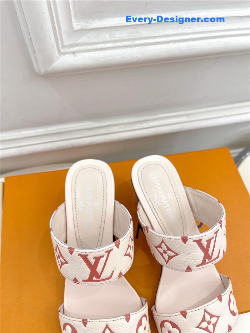 l0vis Vvtt0n lv plum blossom heel embossed sandals