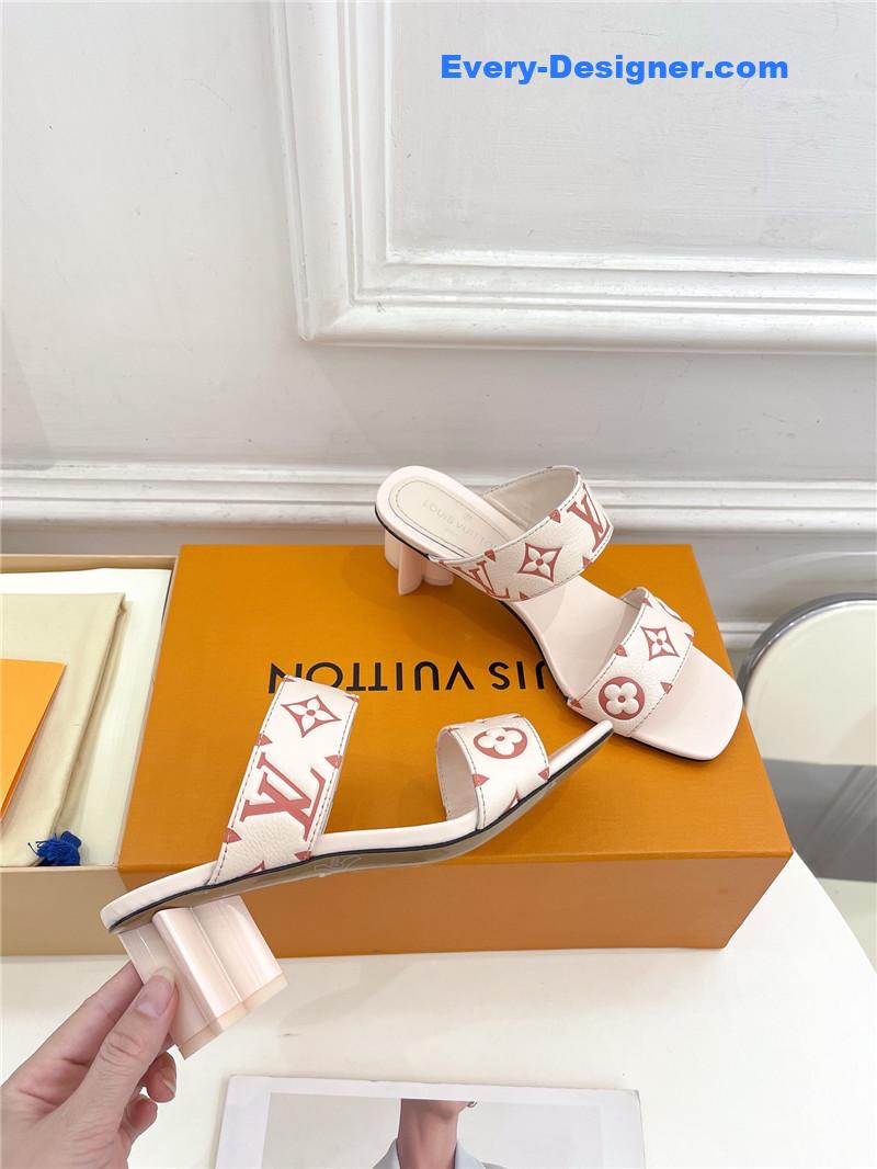 l0vis Vvtt0n lv plum blossom heel embossed sandals