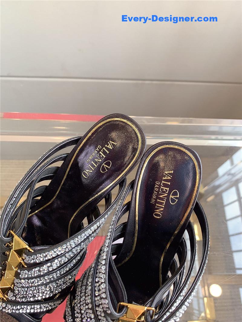 Va1e*ntin0 rhinestone high heel slippers