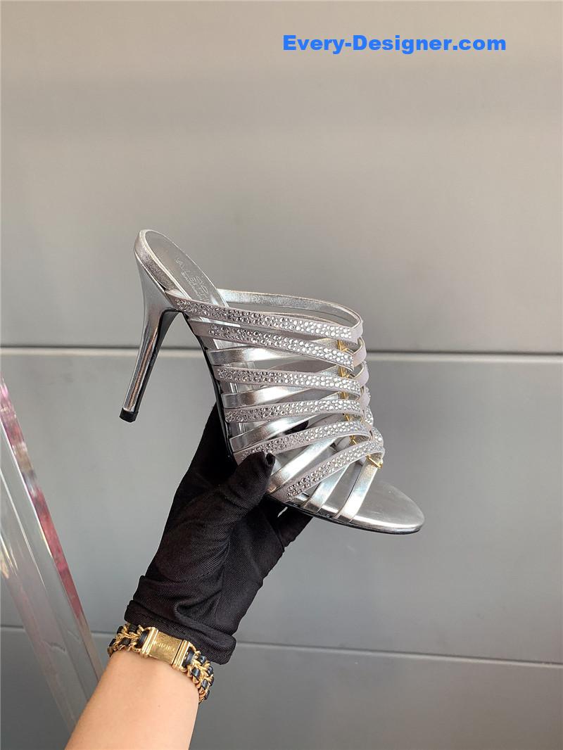 Va1e*ntin0 rhinestone high heel slippers