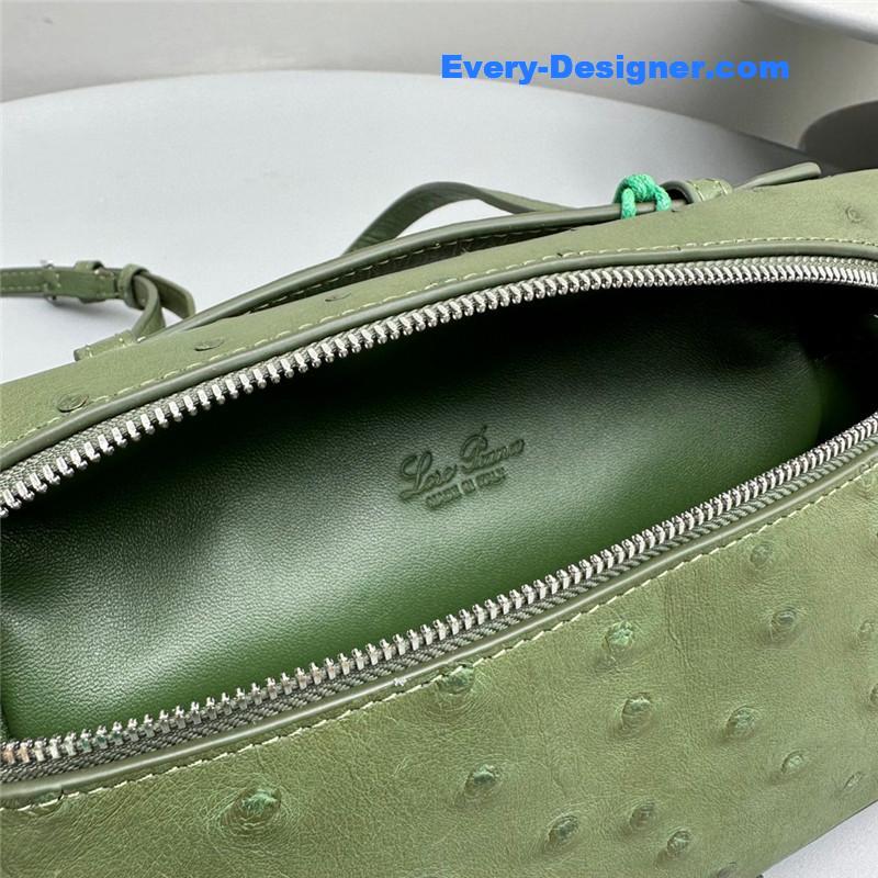 L0r0 P1ana extra pocket ostrich leather pouch