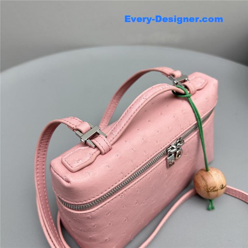 L0r0 P1ana extra pocket ostrich leather pouch
