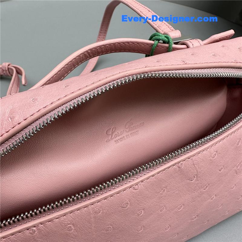 L0r0 P1ana extra pocket ostrich leather pouch