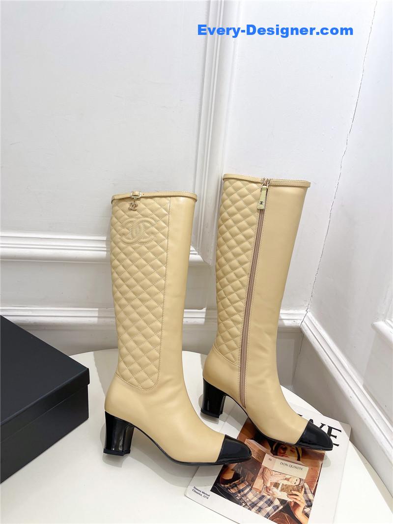 CC classic embroidered chunky heel boots