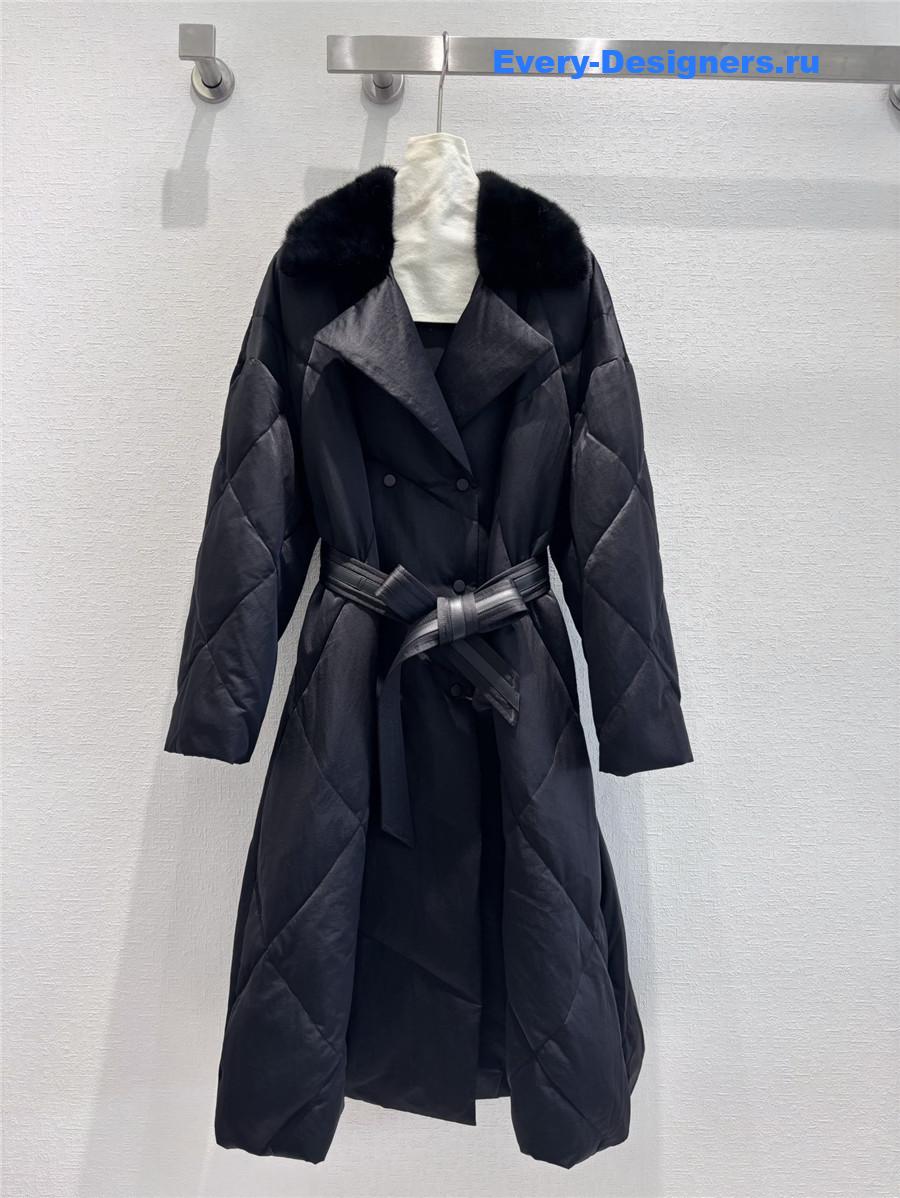 Vanitoo Mink Fur Collar Long Down Jacket