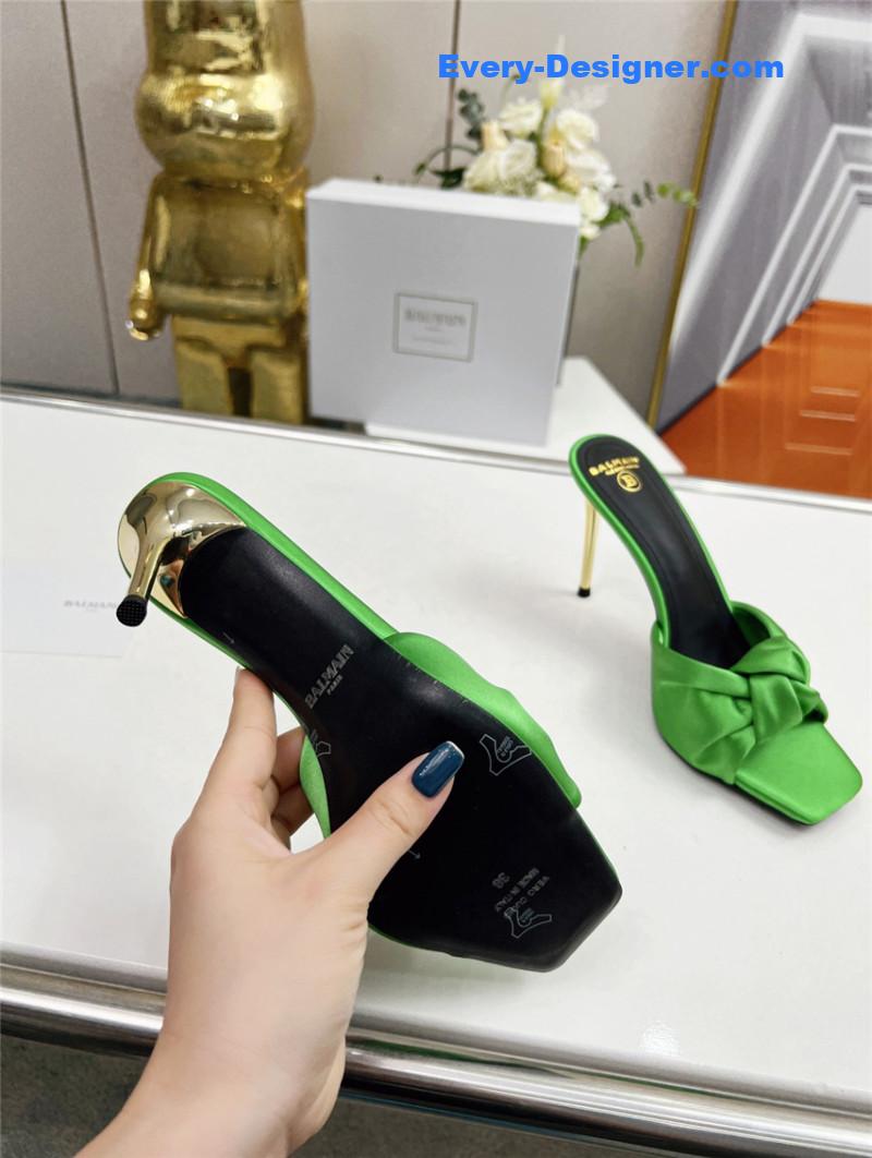 Balmain new catwalk original silk high-heeled slippers