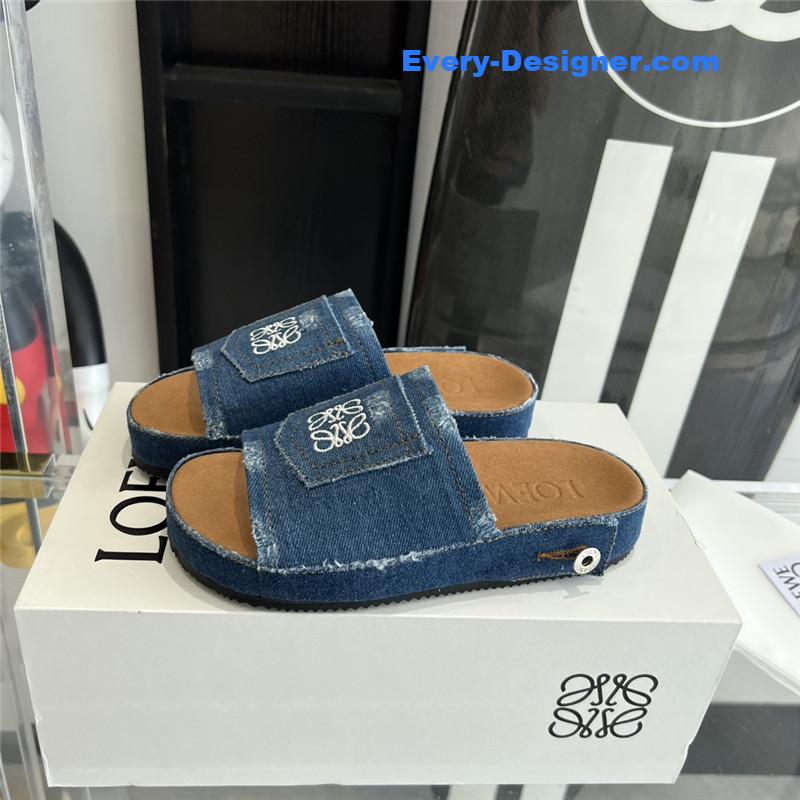 L0ew* denim slippers