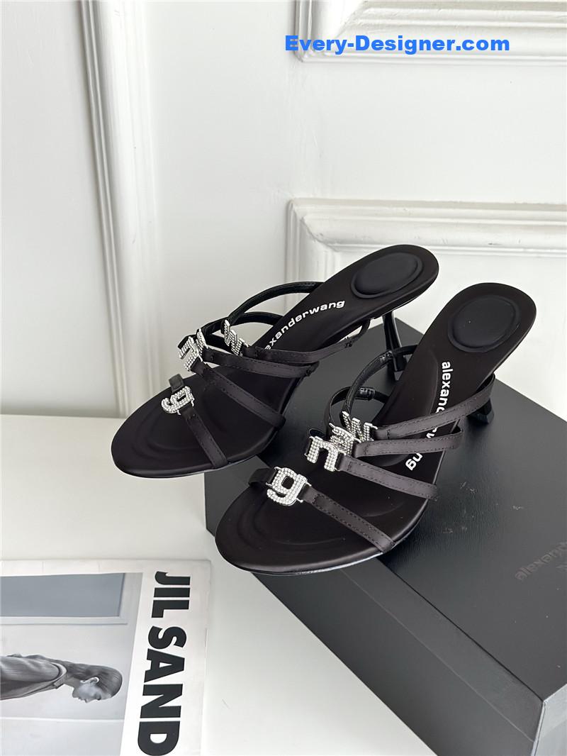 A1exa*der wang rhinestone letter high heel slippers
