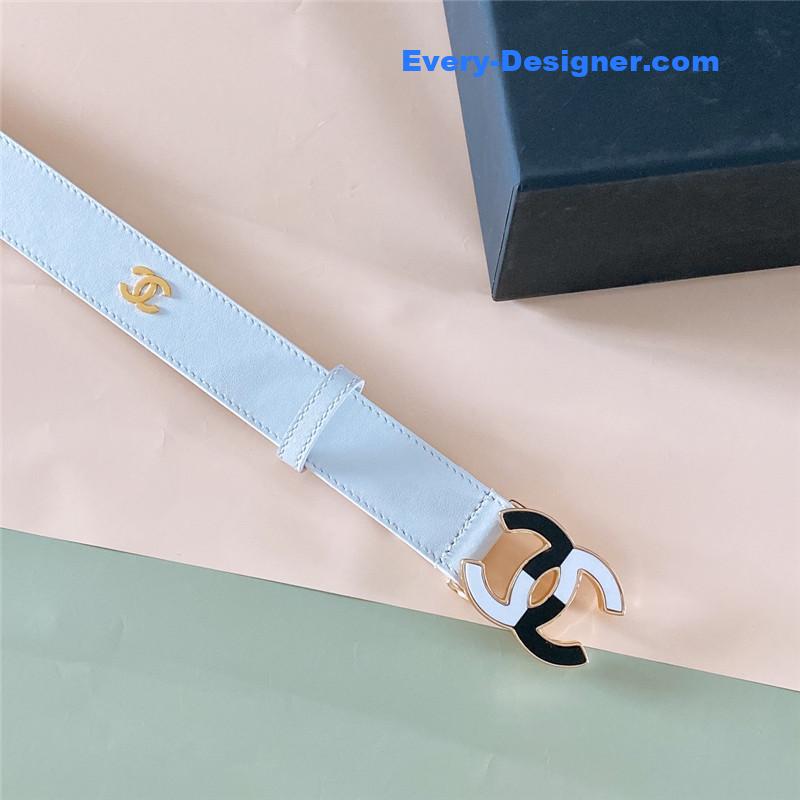 Ch**el black and white enamel double c logo belt