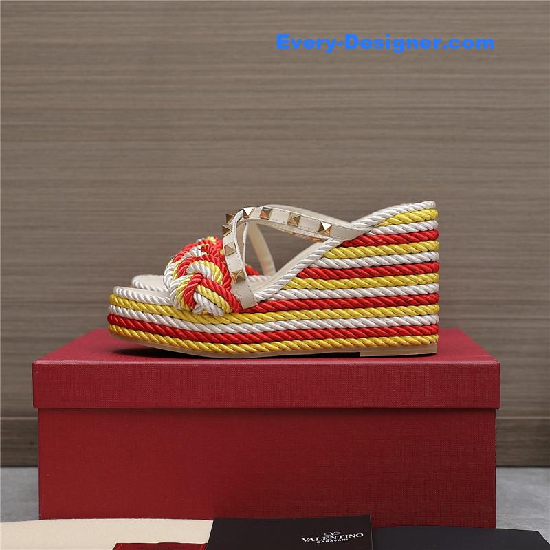Va1e*ntin0 rope studded wedge sandals