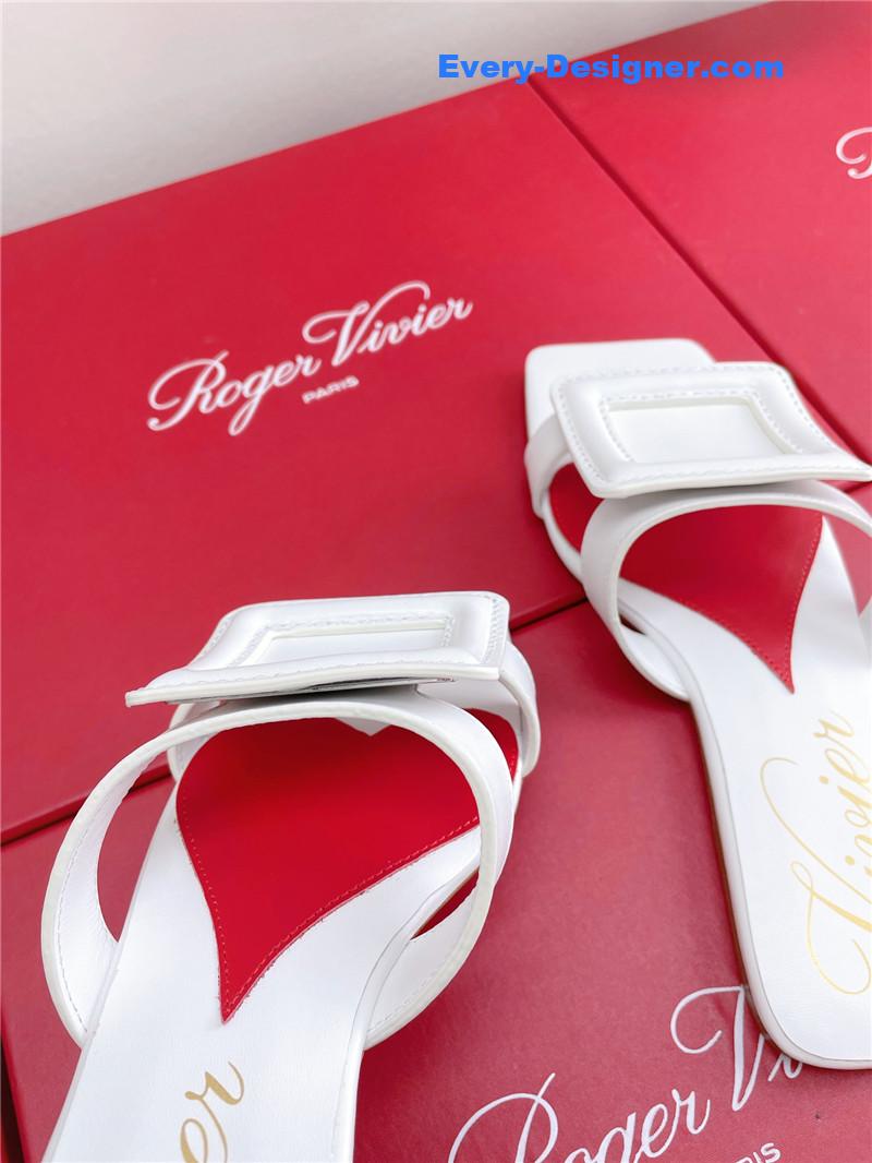 roger u1u1er embroidered buckle mules