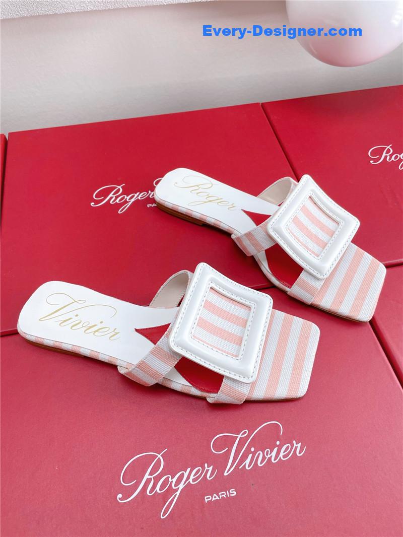 roger u1u1er embroidered buckle mules