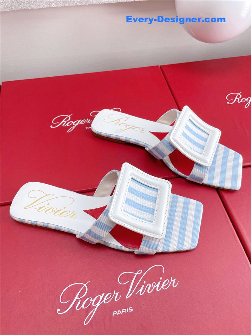 roger u1u1er embroidered buckle mules