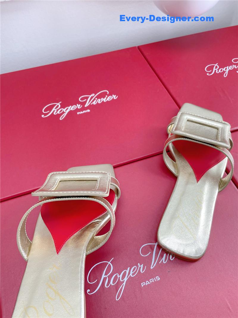 roger u1u1er embroidered buckle mules