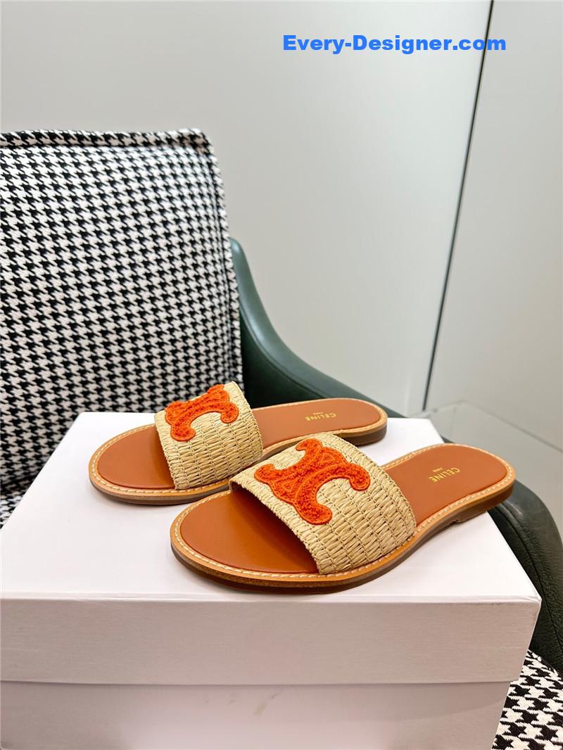 Ce1i*e british style flat micro logo sandals and slippers
