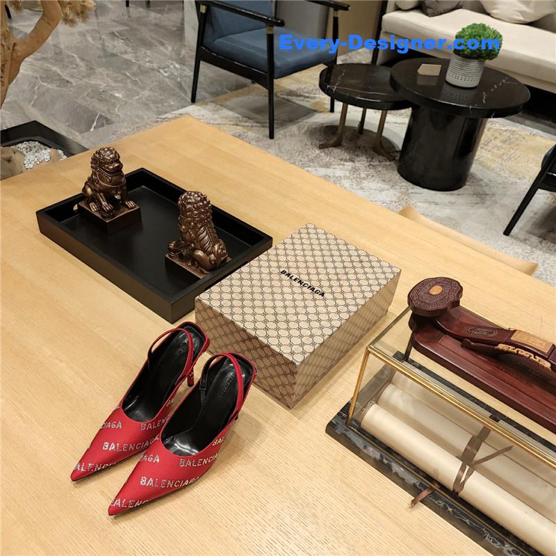 Ba1en*iaga pointed toe stiletto square tail mule sliders