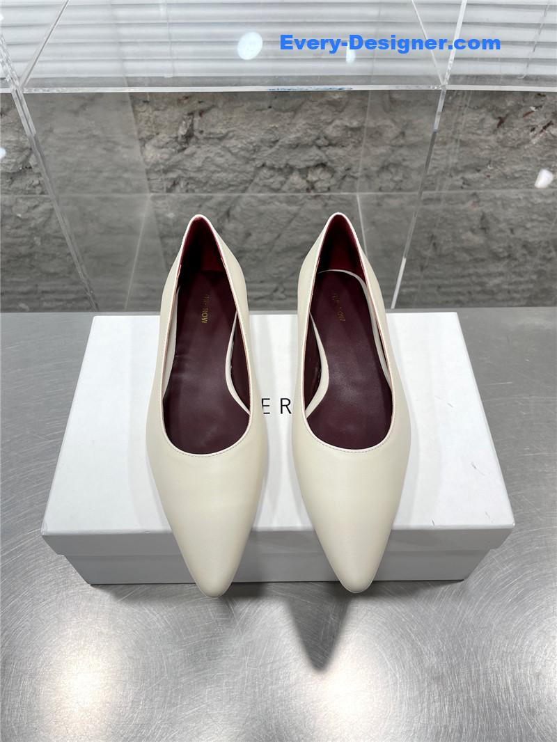 The R0w new french pointed toe chunky low-heeled shoes