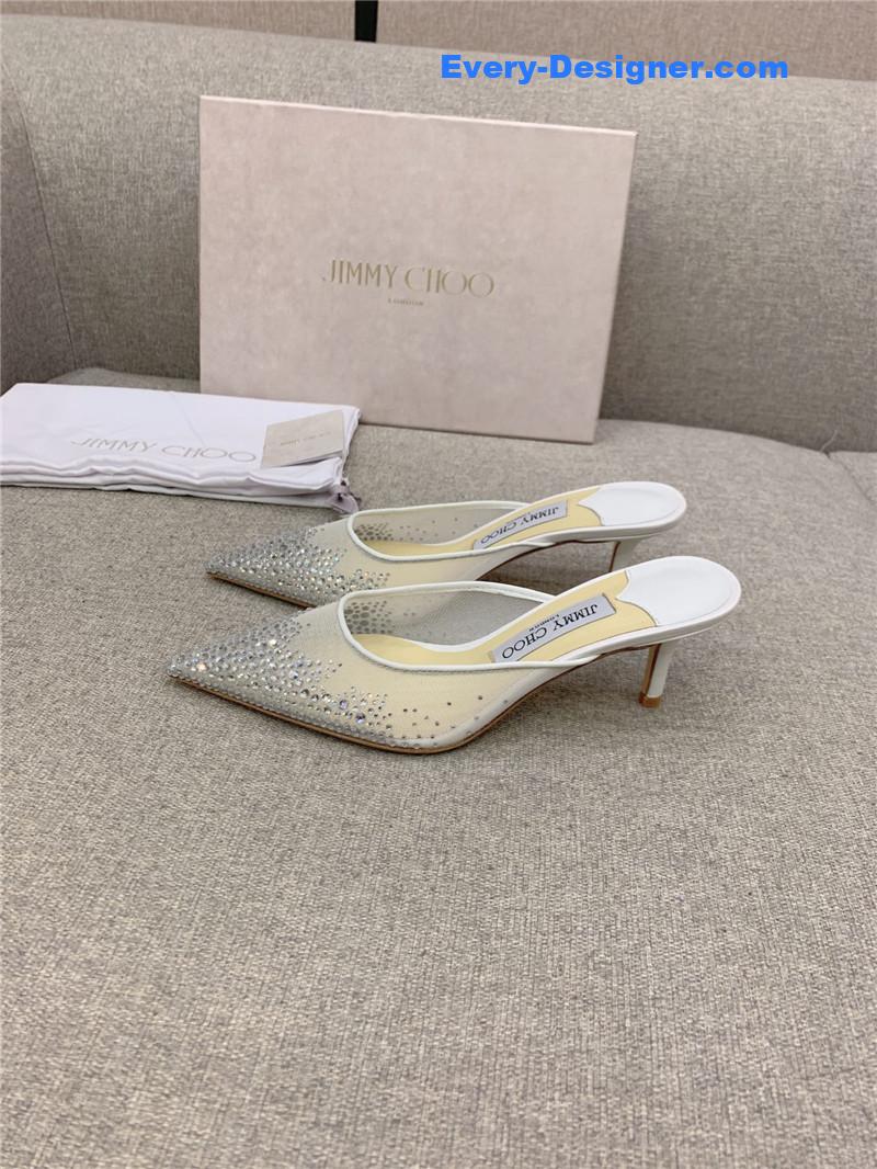 J1m*y Ch00 new rhinestone mesh fairy shoes wedding shoes