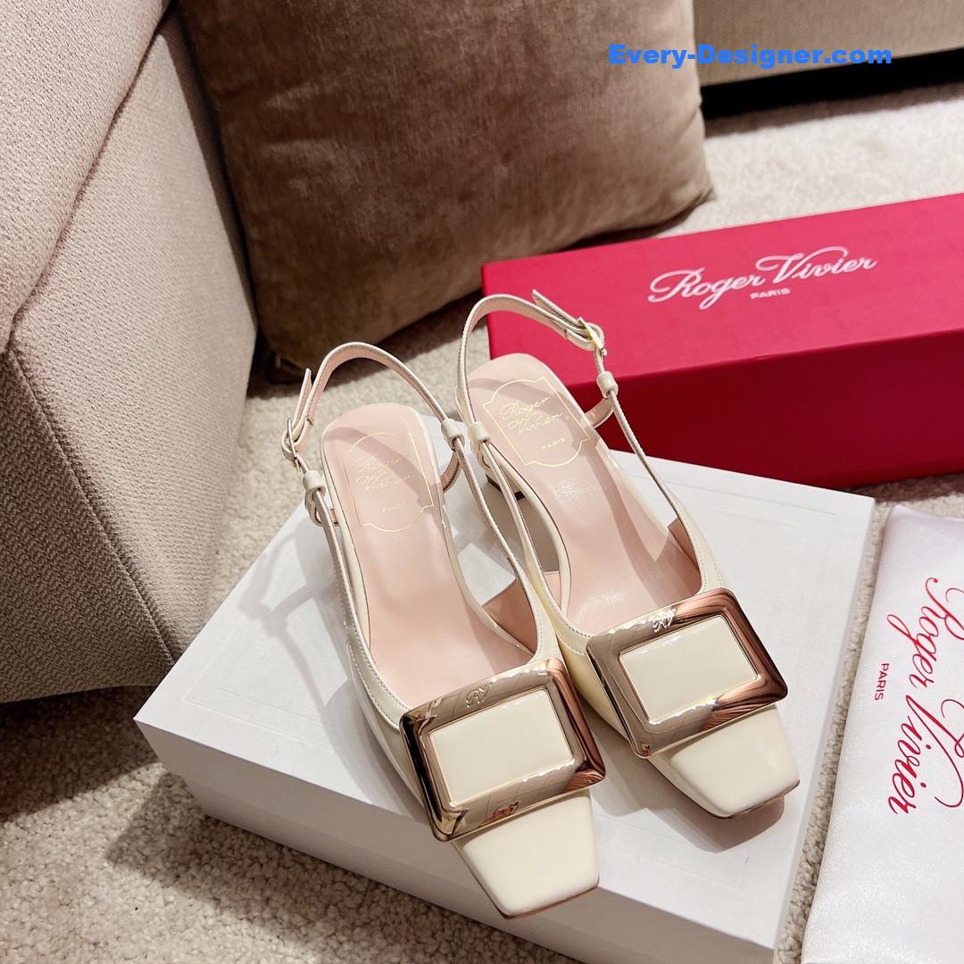 roger u1u1er square buckle chunky heel back sandals