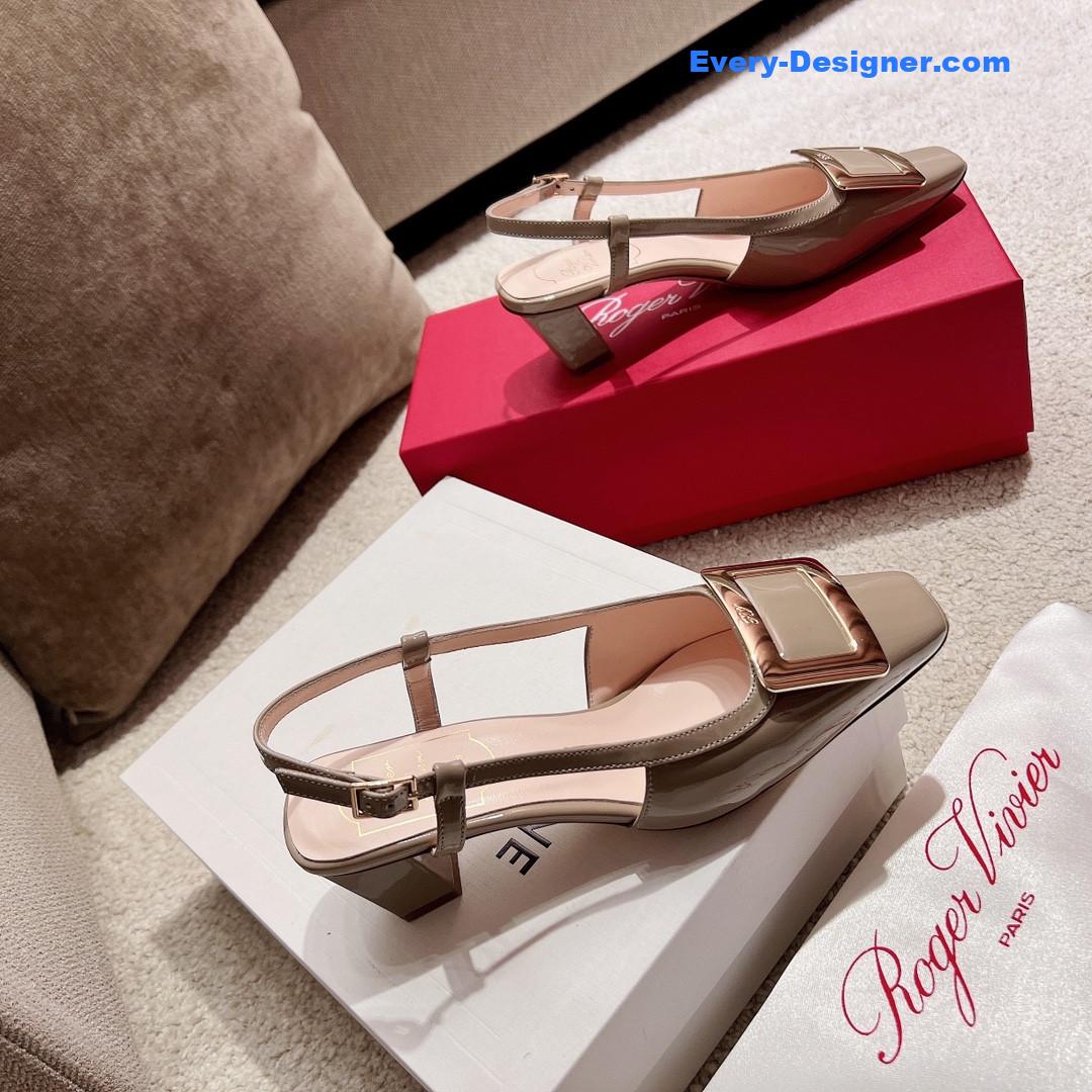 roger u1u1er square buckle chunky heel back sandals
