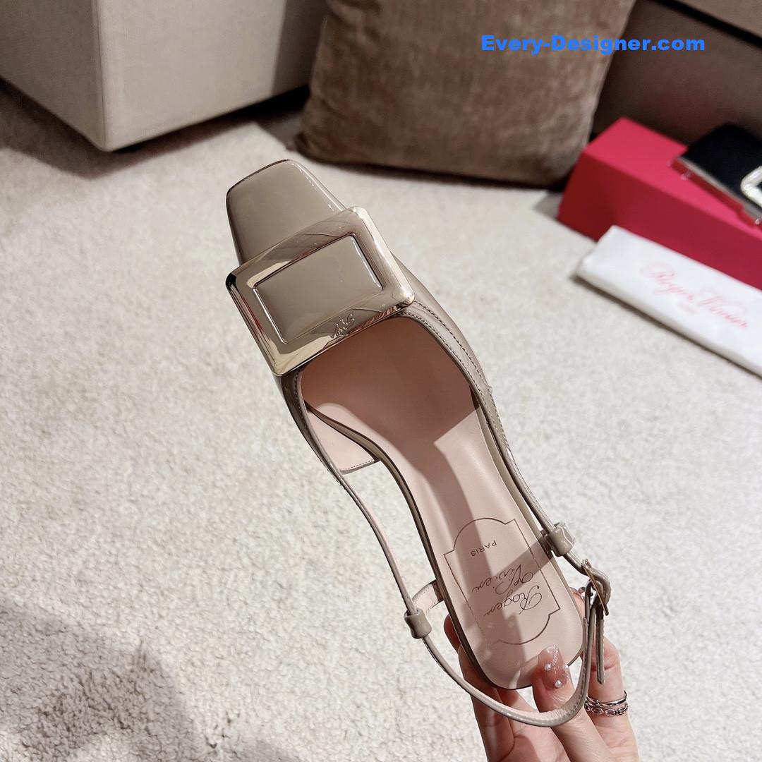 roger u1u1er square buckle chunky heel back sandals