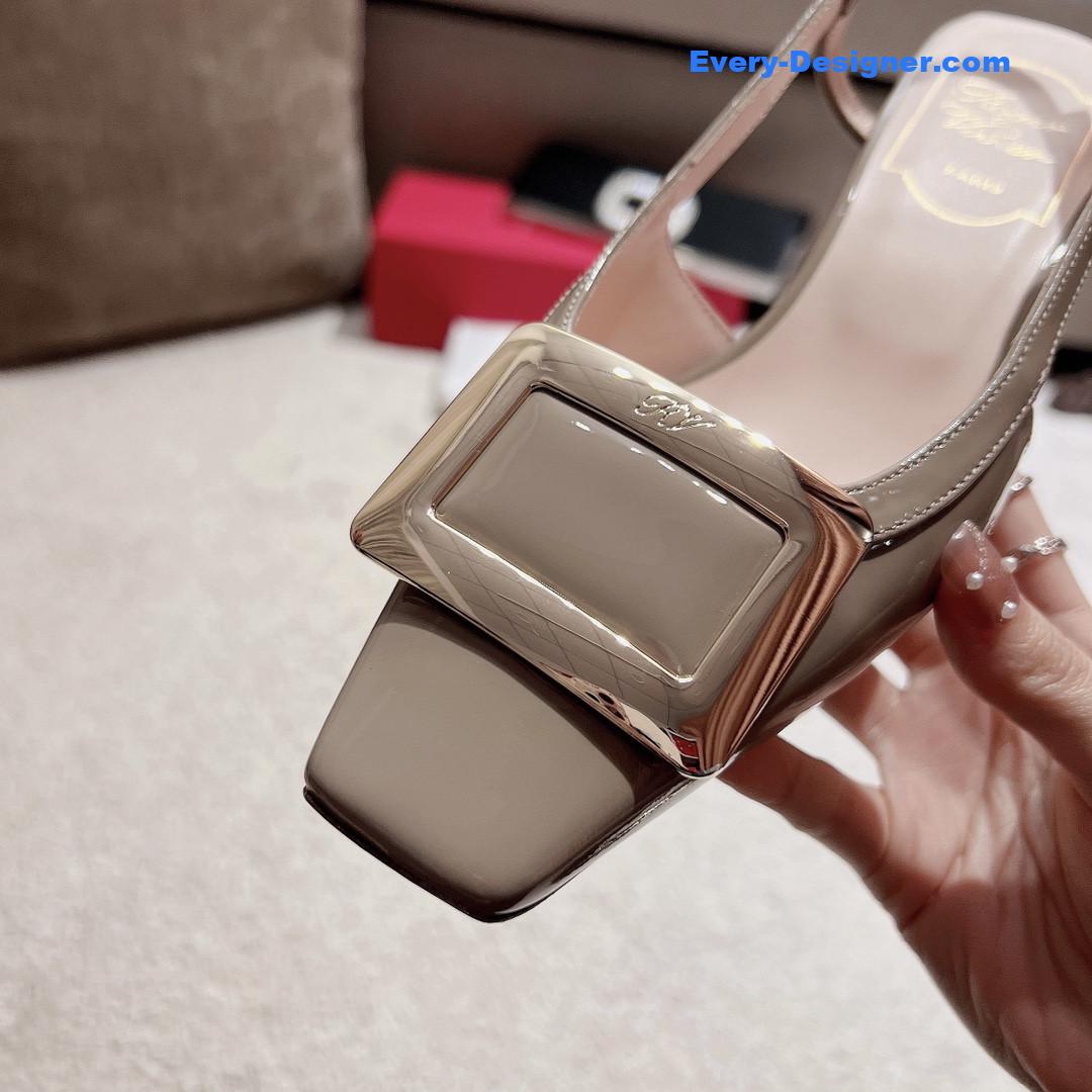 roger u1u1er square buckle chunky heel back sandals